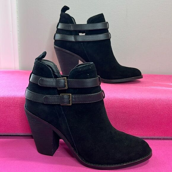 Nine West Black PU Leather Ankle Boots W9 - Picture 1 of 11